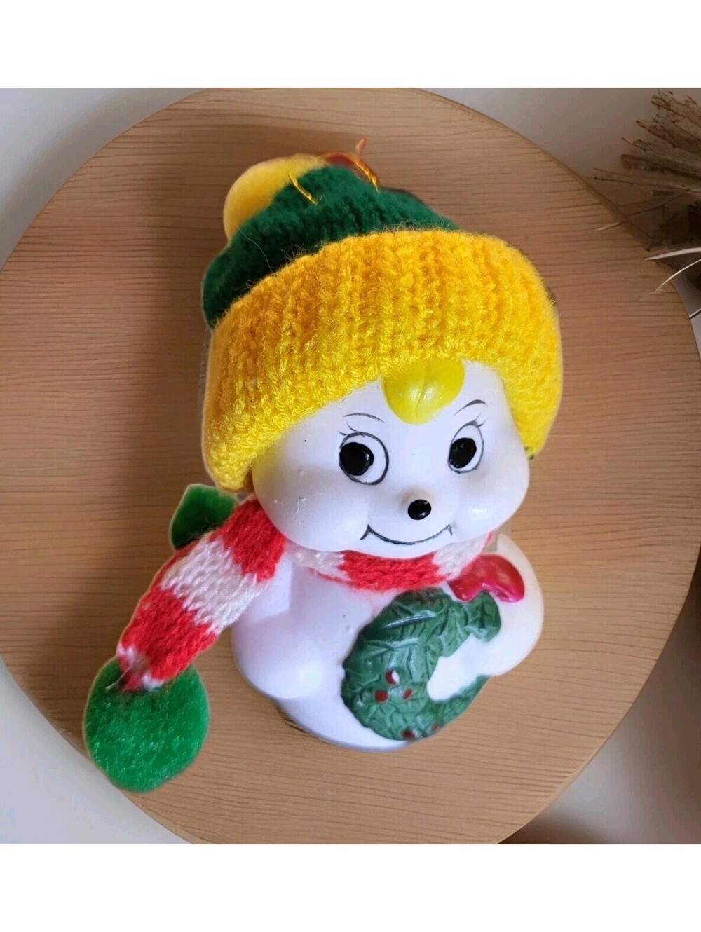 Vtg 1980s Porcelain Christmas Chimer Ornament Giftco Bell Frosty 3.75" A58